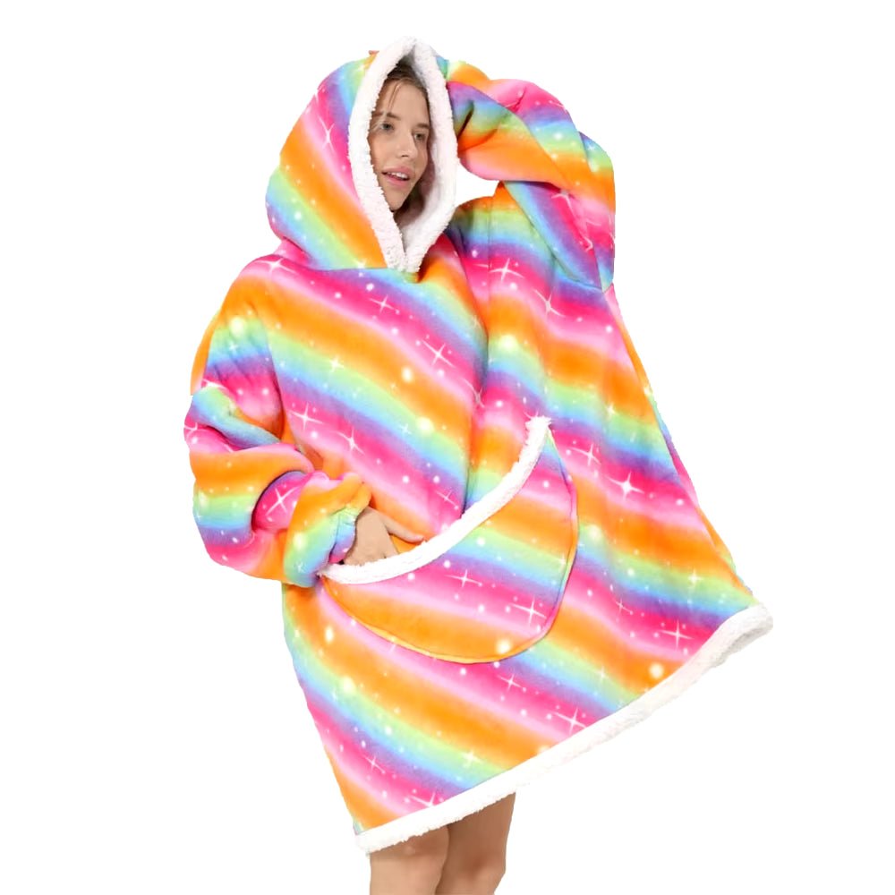 Oversized Blanket Hoodie for Women Men Wearable Blanket Hoodie with Sleeves Cute Cartoon Avocado Print Sweatshirt Winter Clothes